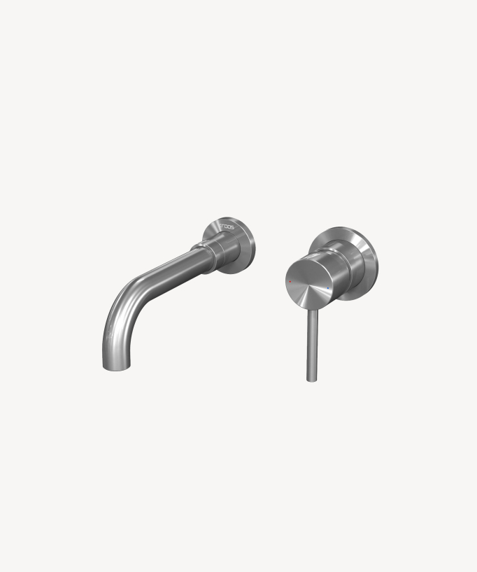Miscelatore lavabo a parete nichel spazzolato - Corbeau - small