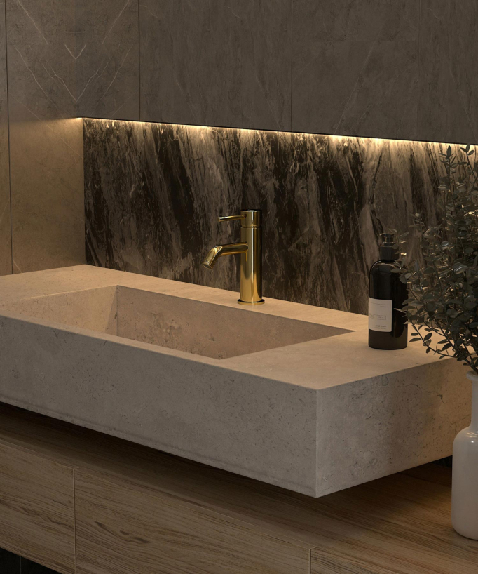 Rubinetto miscelatore lavabo dorato - Corbeau