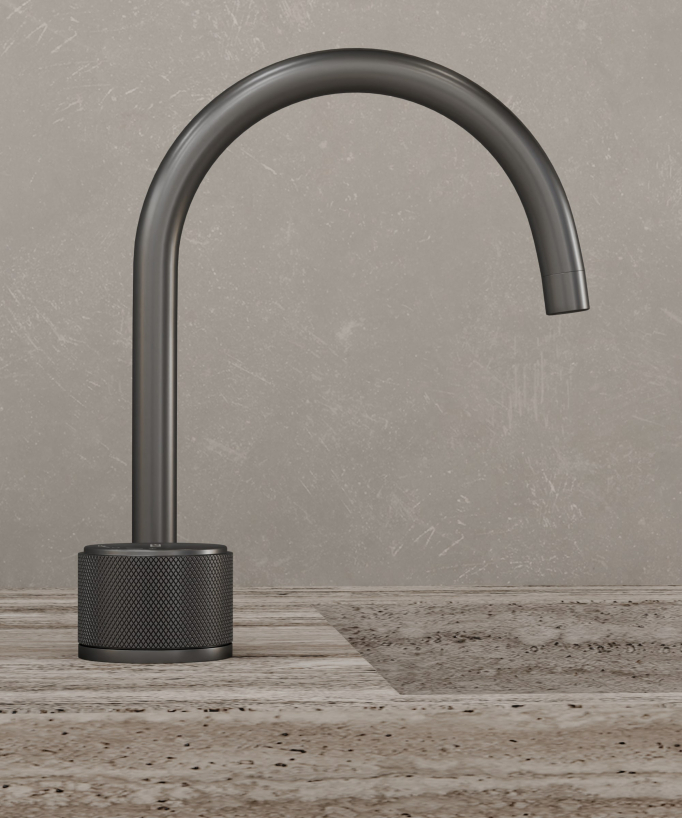 Miscelatore lavabo 2 fori senza regolazione portata Gun metal - Leros