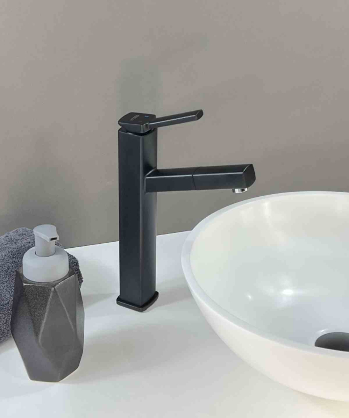 Rubinetto miscelatore lavabo con bocca estraibile nero - Graffias