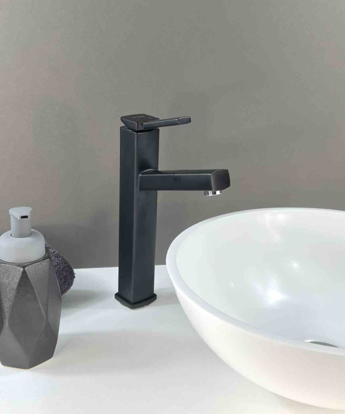 Rubinetto miscelatore lavabo con bocca estraibile nero - Graffias