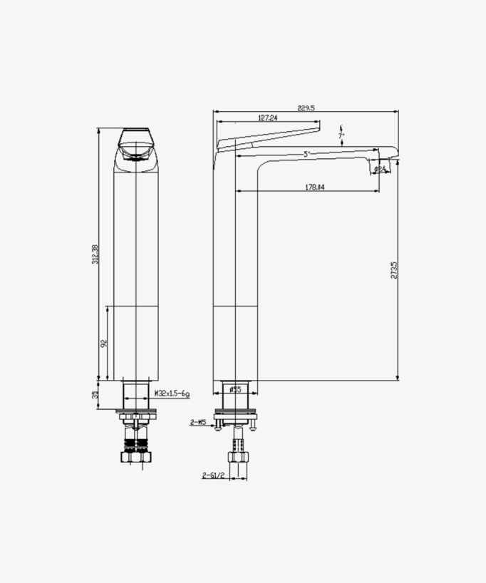 Miscelatore lavabo alto cromato - Ptolémée