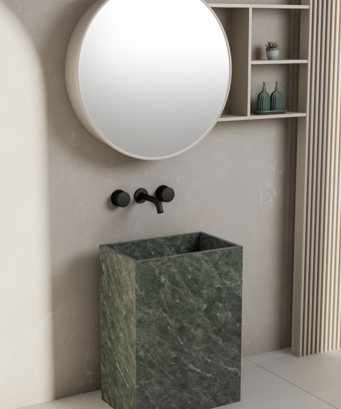 Rubinetto lavabo a parete nero - Leros