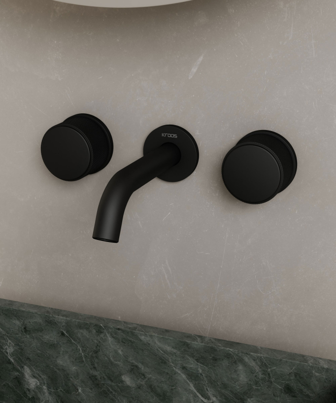Rubinetto lavabo a parete nero - Leros