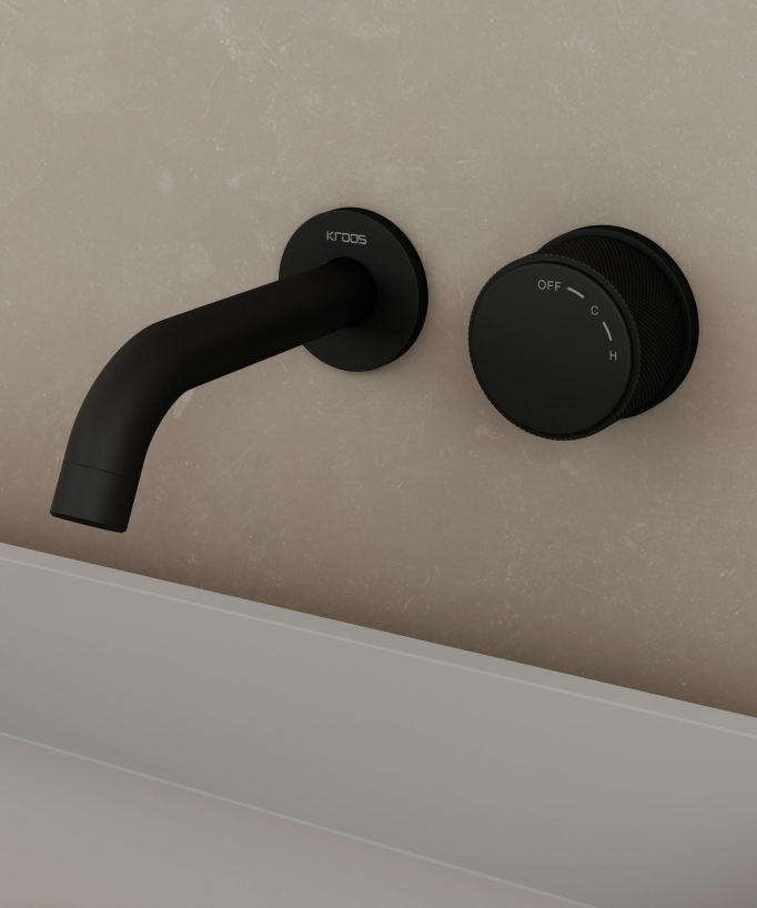 Miscelatore lavabo da incasso nero senza limitatore di portata - Leros