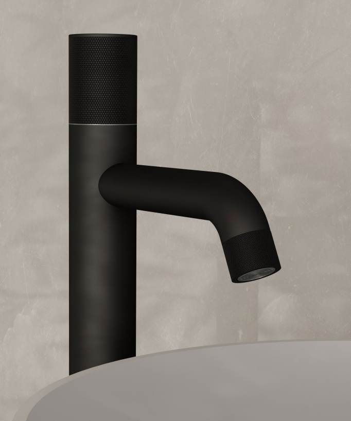 Rubinetto miscelatore lavabo design nero senza limitatore di portata - Leros
