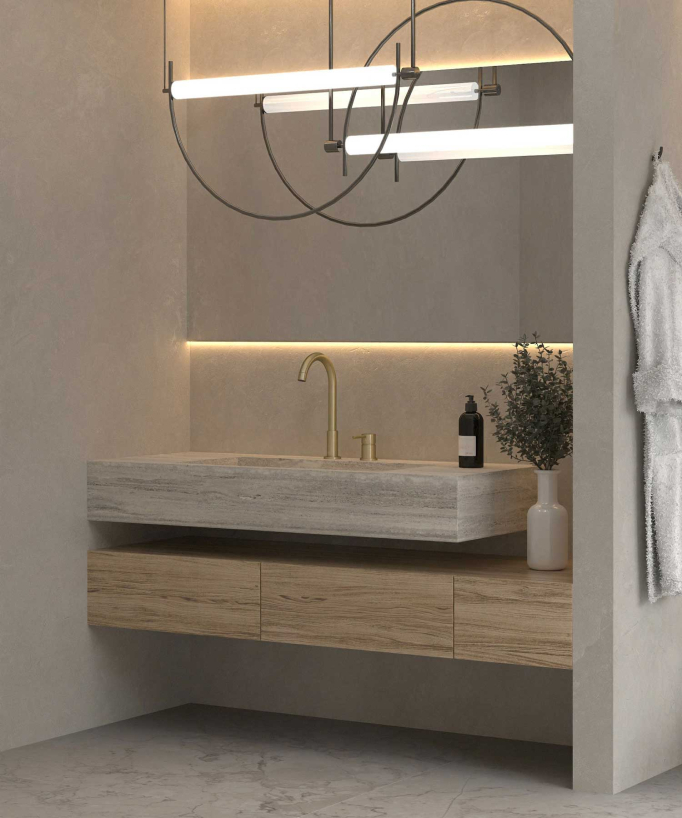 Miscelatore lavabo 2 fori oro spazzolato - Corbeau