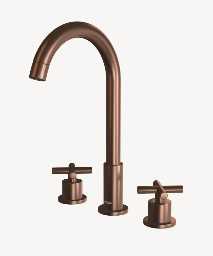 Rubinetto lavabo a ponte oro rosa spazzolato - Corbeau