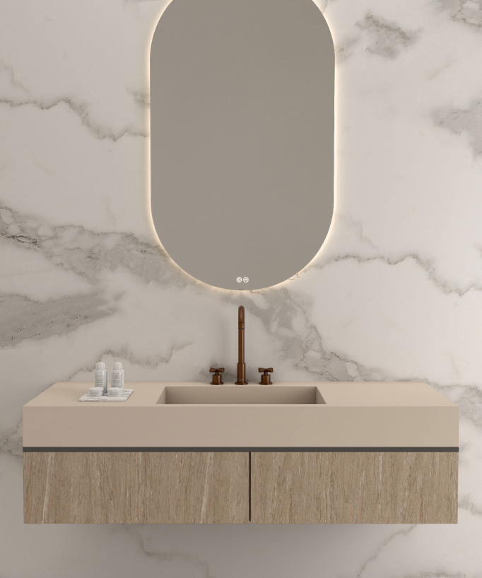 Rubinetto lavabo a ponte oro rosa spazzolato - Corbeau