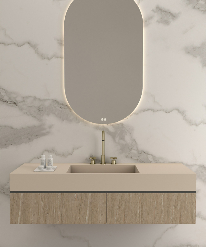 Rubinetto lavabo a ponte oro spazzolato - Corbeau