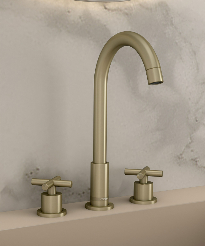 Rubinetto lavabo a ponte oro spazzolato - Corbeau