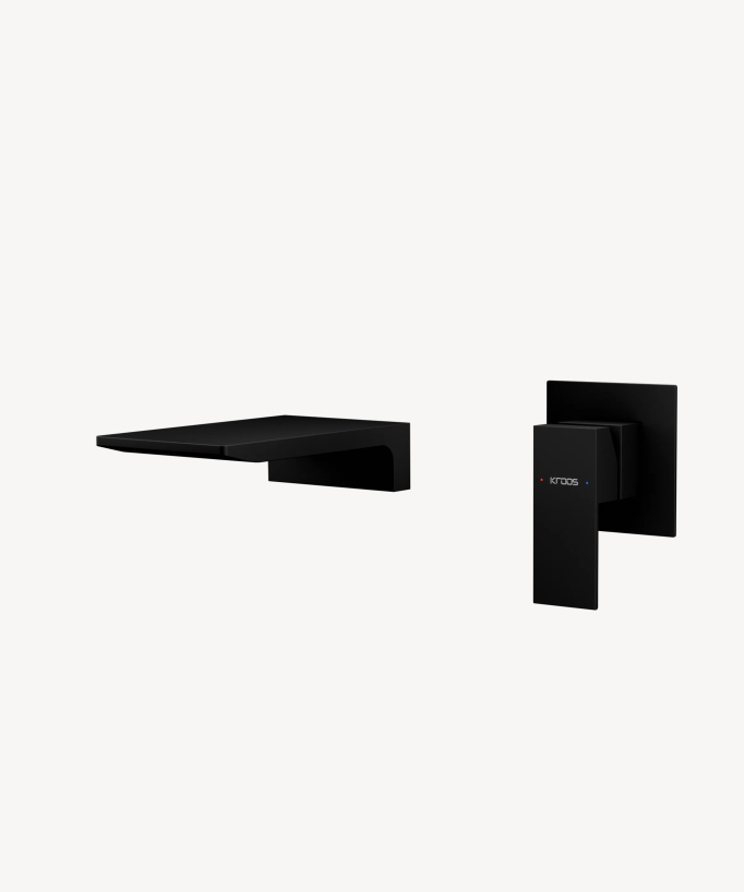 Miscelatore lavabo a parete a cascata nero - Thilia
