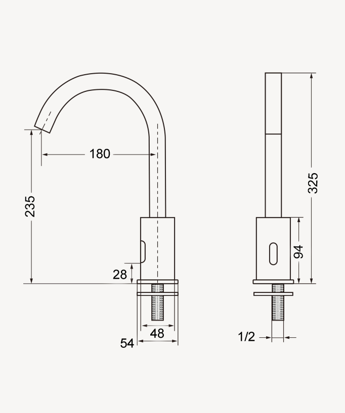 Rubinetto lavabo automatico alto, acqua fredda cromato - Corbeau