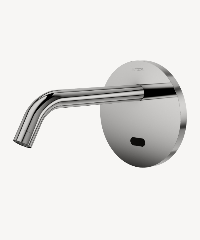 Rubinetto automatico rotondo per lavabo a parete, acqua fredda Cromo - Pula