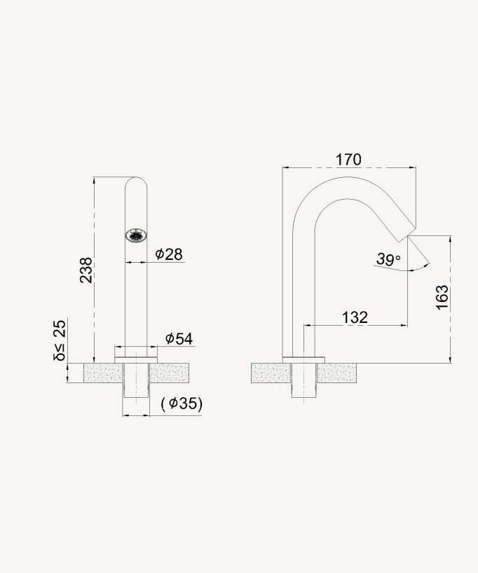 Rubinetto automatico per lavabo da appoggio, acqua fredda oro spazzolato – Corbeau