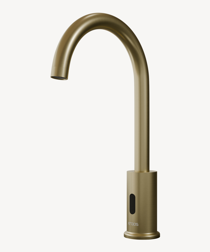 Rubinetto automatico alto per lavabo, acqua fredda oro spazzolato – Corbeau