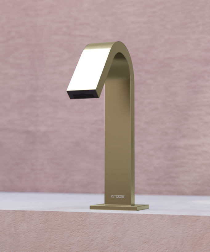 Rubinetto automatico per lavabo, acqua fredda dorato spazzolato – Fiumina