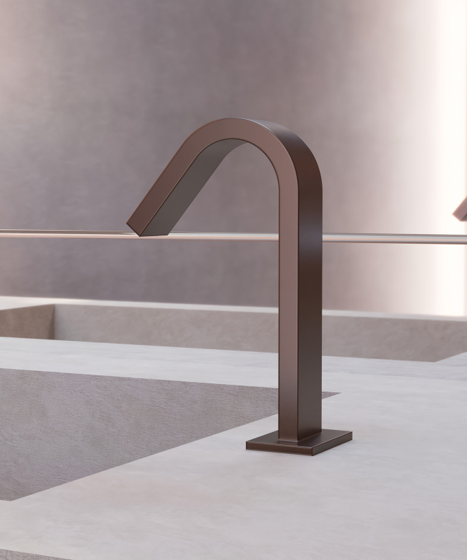 Rubinetto automatico per lavabo, acqua fredda oro rosa spazzolato – Fiumina