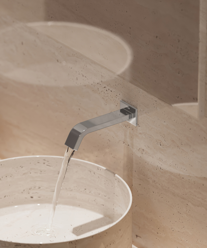 Rubinetto automatico da parete per lavabo, acqua fredda cromato – Fiumina