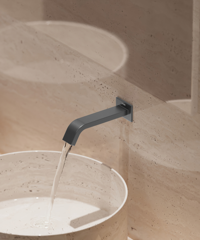 Rubinetto automatico da parete per lavabo, acqua fredda gunmetal – Fiumina