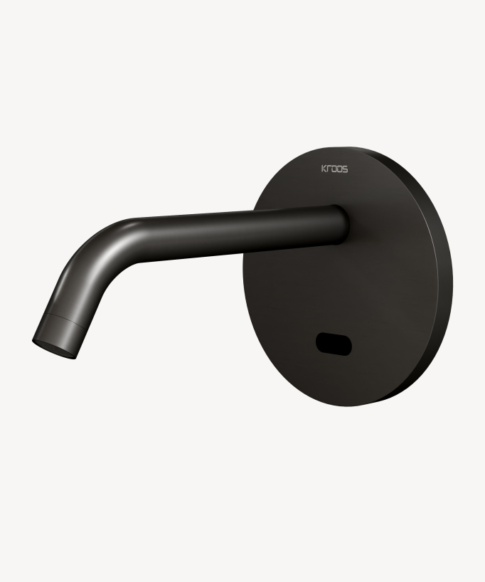 Rubinetto automatico a parete per lavabo con placca, acqua fredda gunmetal – Corbeau