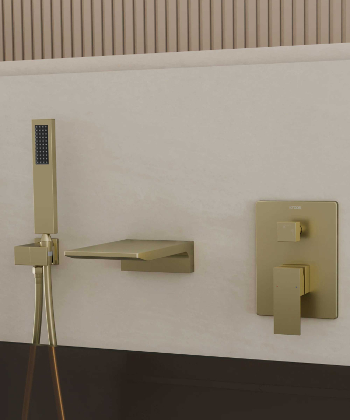Miscelatore vasca da incasso oro spazzolato - Thilia - small