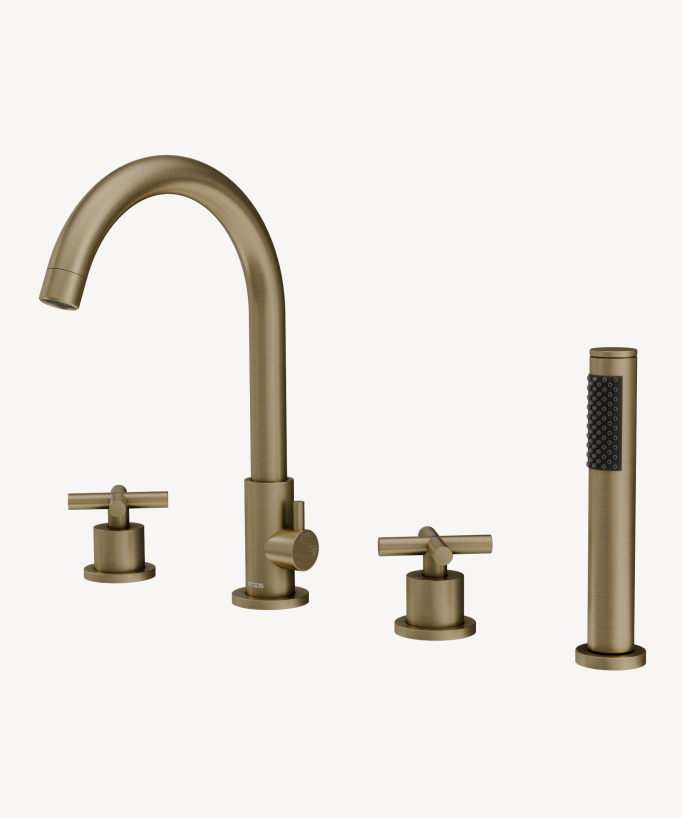 Miscelatore bordo vasca 4 fori Oro spazzolato - Corbeau