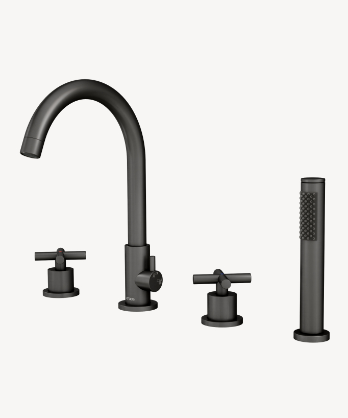 Miscelatore per vasca bordo 4 fori Gun metal - Corbeau