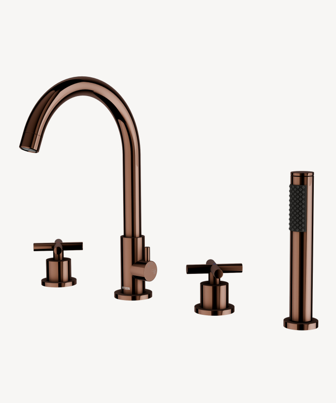 Miscelatore per vasca bordo 4 fori Oro rosa - Corbeau