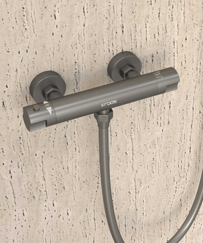 Miscelatore termostatico per doccia Gun metal - Corbeau