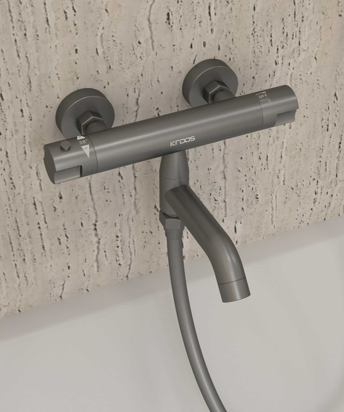 Miscelatore vasca a parete termostatico gunmetal - Corbeau
