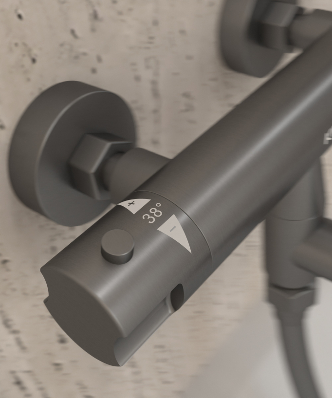 Miscelatore vasca a parete termostatico gunmetal - Corbeau