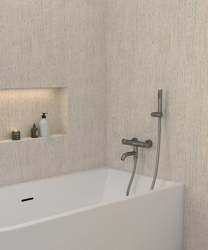 Miscelatore vasca a parete termostatico gunmetal - Corbeau
