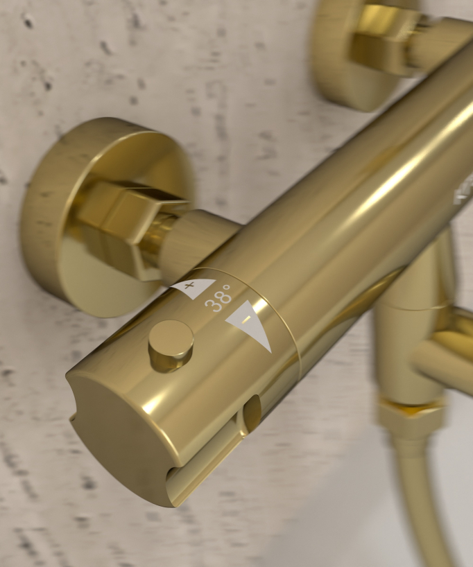 Miscelatore termostatico per vasca a muro Dorato - Corbeau