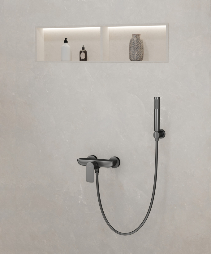 Miscelatore doccia a parete gun metal – Nunki