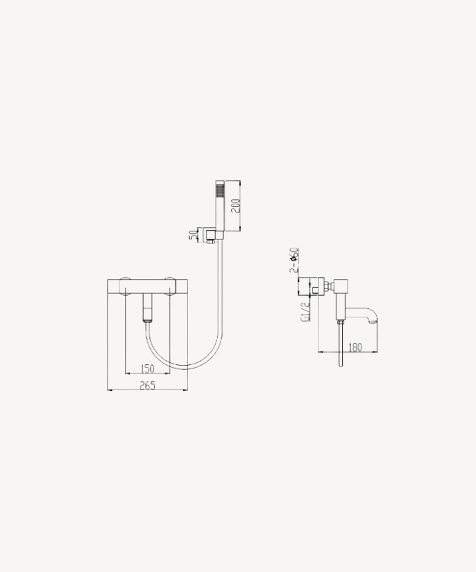 Miscelatore termostatico per vasca a muro Gunmetal - Sirius