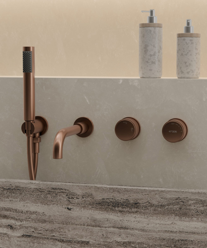Miscelatore vasca incasso Rosa oro spazzolato - Leros