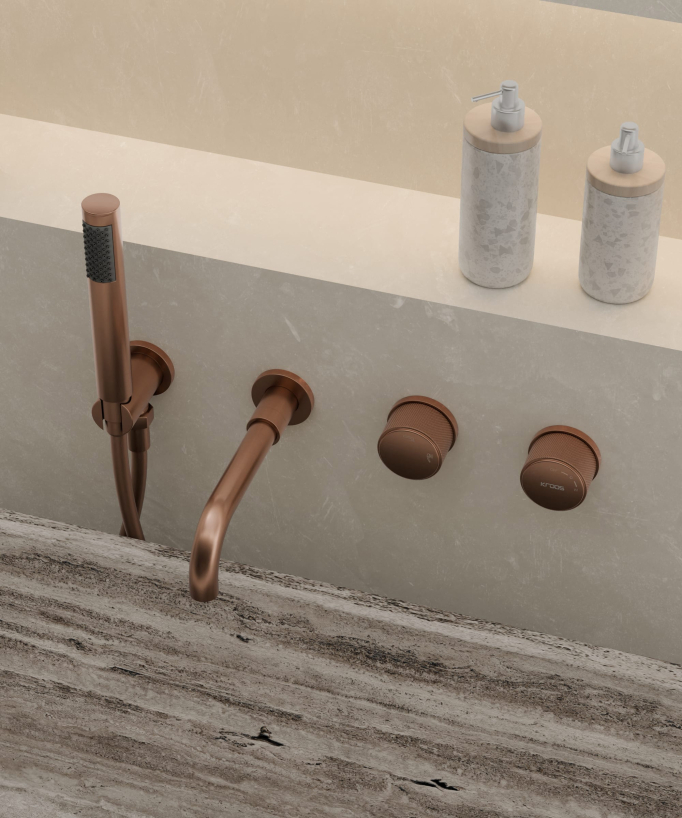 Miscelatore vasca incasso Rosa oro spazzolato - Leros