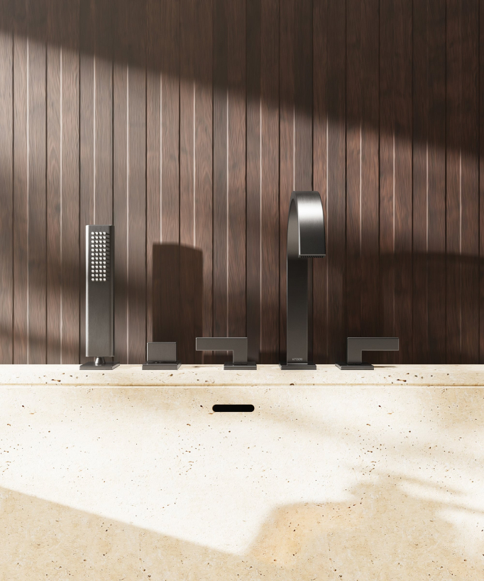 Miscelatore bordo vasca 5 fori Gun metal - Fiumina