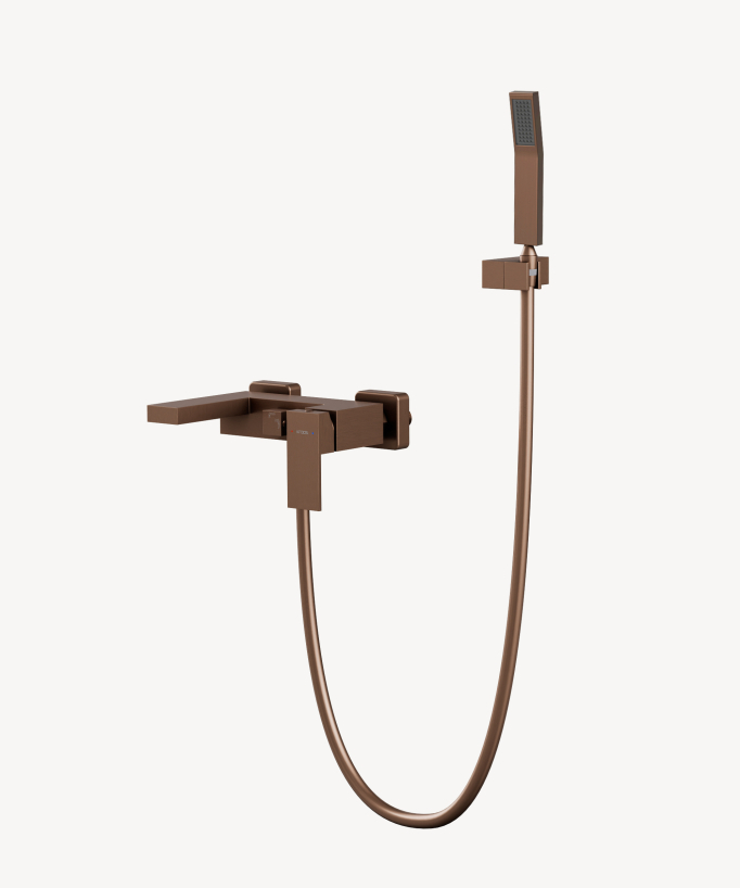 Miscelatore vasca-doccia a parete oro rosa spazzolato - Sirius - small