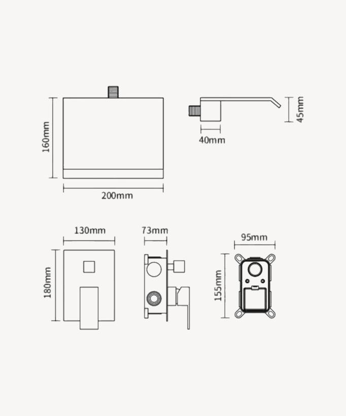 Miscelatore a cascata bagno-doccia ad incasso Gun metal - Sirius