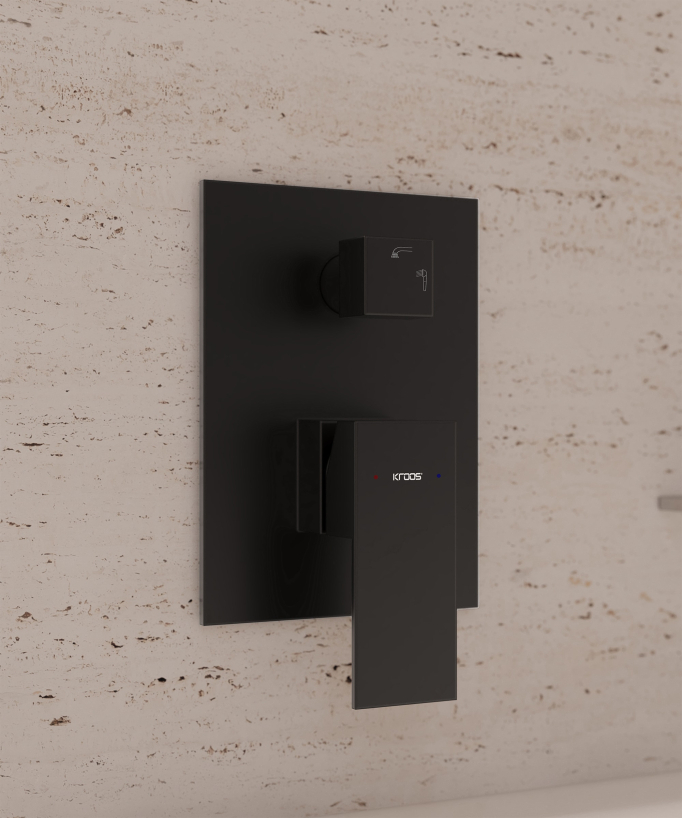 Miscelatore a cascata bagno-doccia ad incasso Nero - Sirius