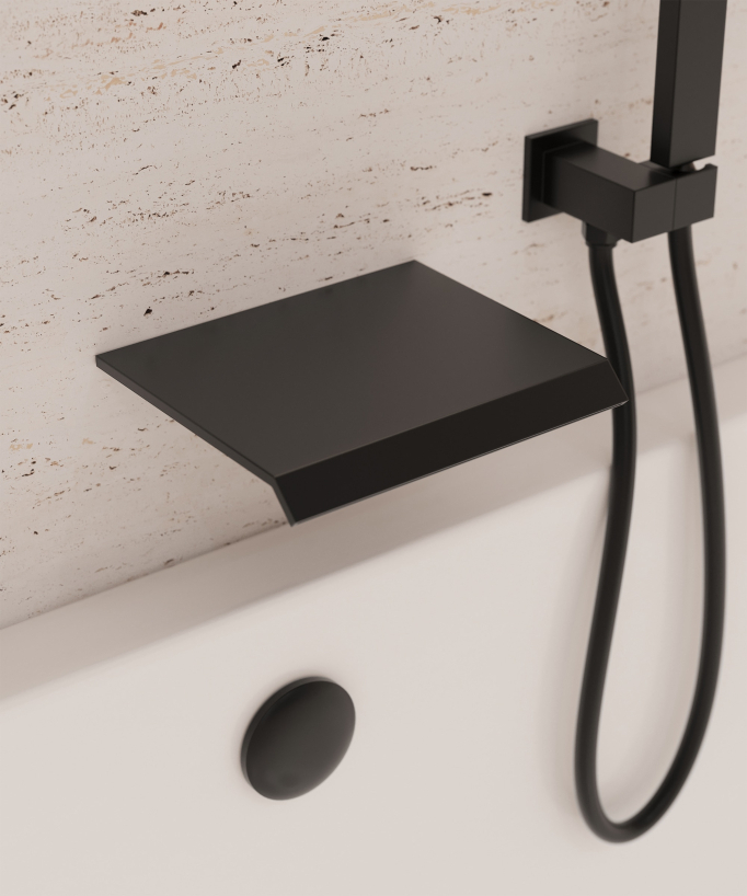 Miscelatore a cascata bagno-doccia ad incasso Nero - Sirius