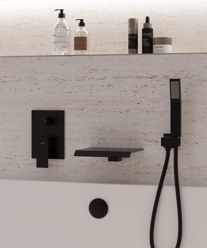 Miscelatore a cascata bagno-doccia ad incasso Nero - Sirius