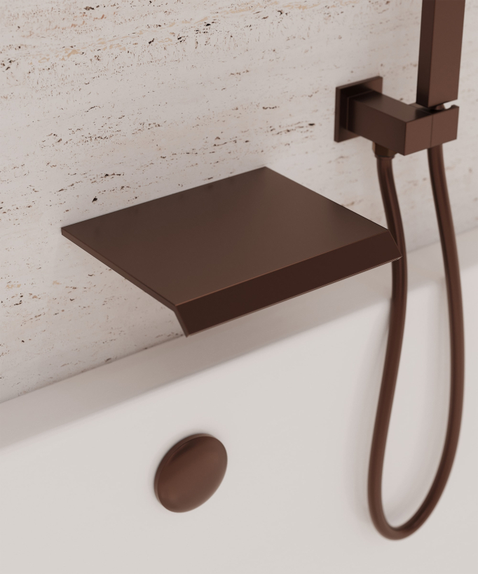 Miscelatore a cascata per vasca-doccia incasso Oro rosa spazzolato - Sirius