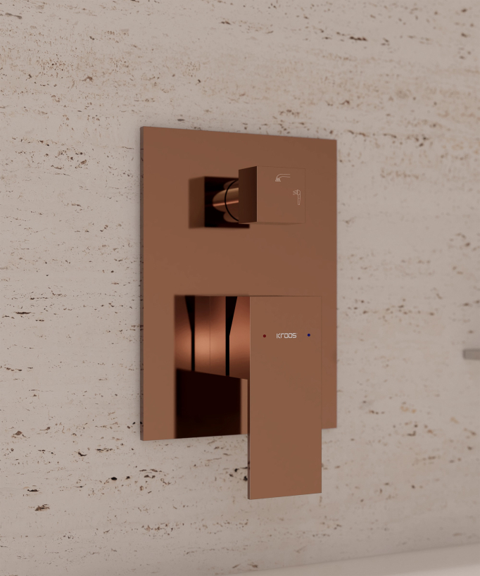 Miscelatore a cascata per vasca-doccia incasso Oro Rosa - Sirius