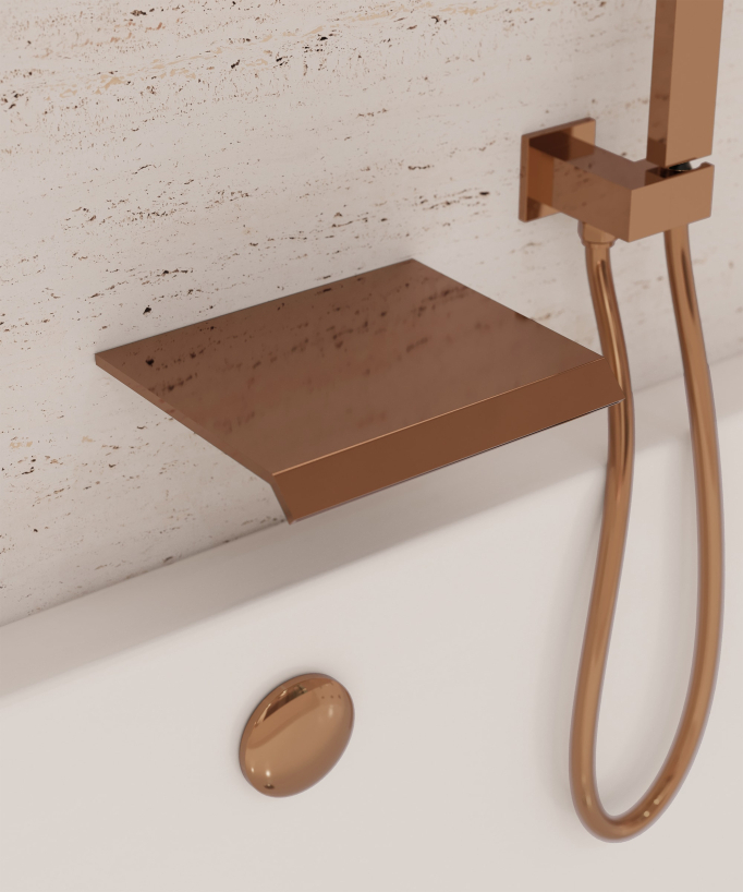 Miscelatore a cascata per vasca-doccia incasso Oro Rosa - Sirius