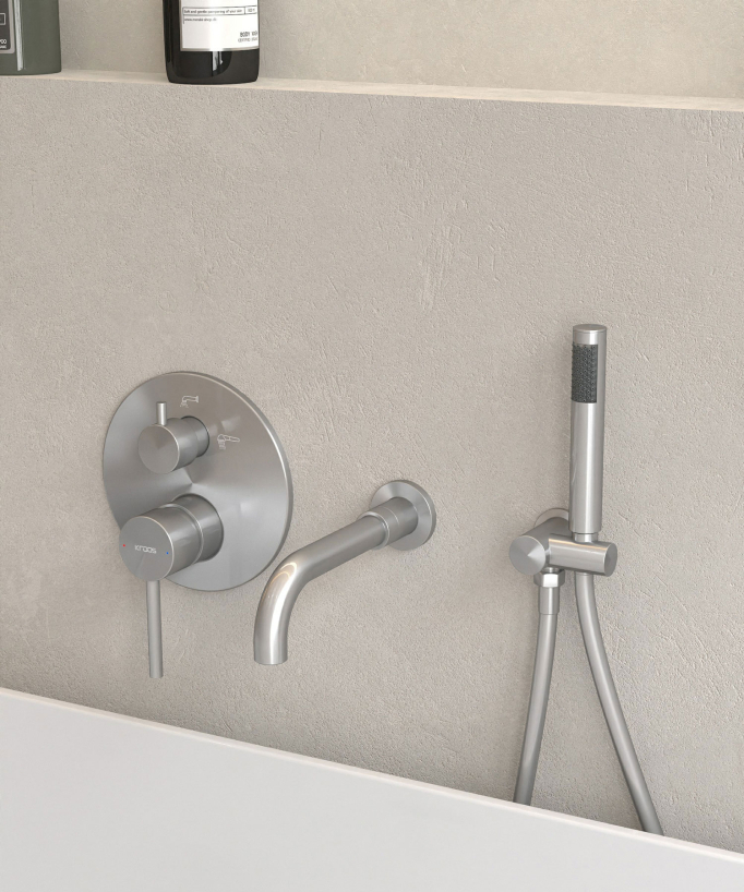 Rubinetto miscelatore vasca da incasso nichel spazzolato - Corbeau - small