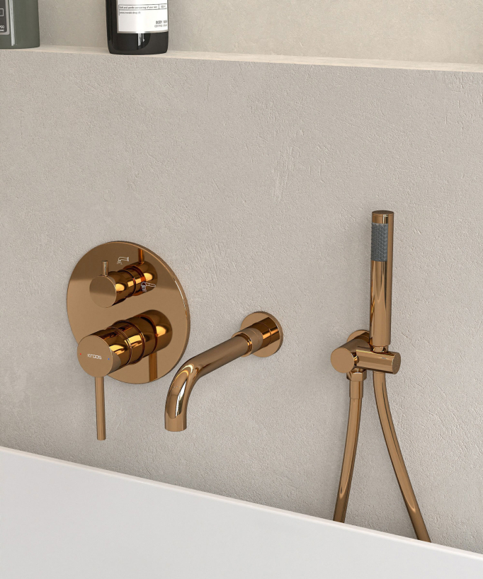 Rubinetto miscelatore vasca da incasso oro rosa - Corbeau - small