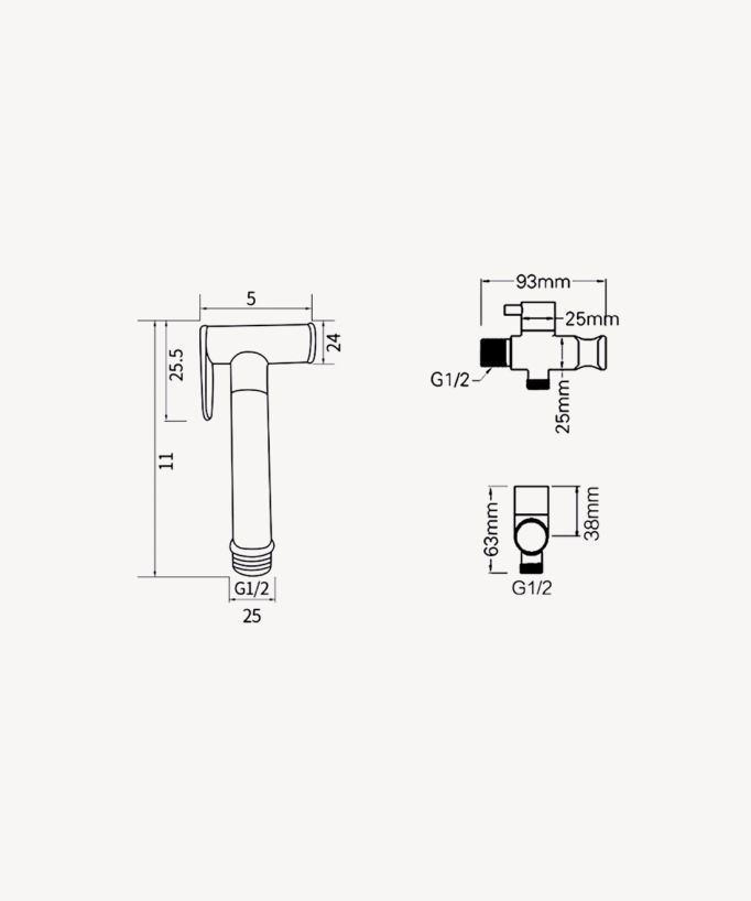 Kit doccetta WC da parete rotonda - Dorato spazzolato